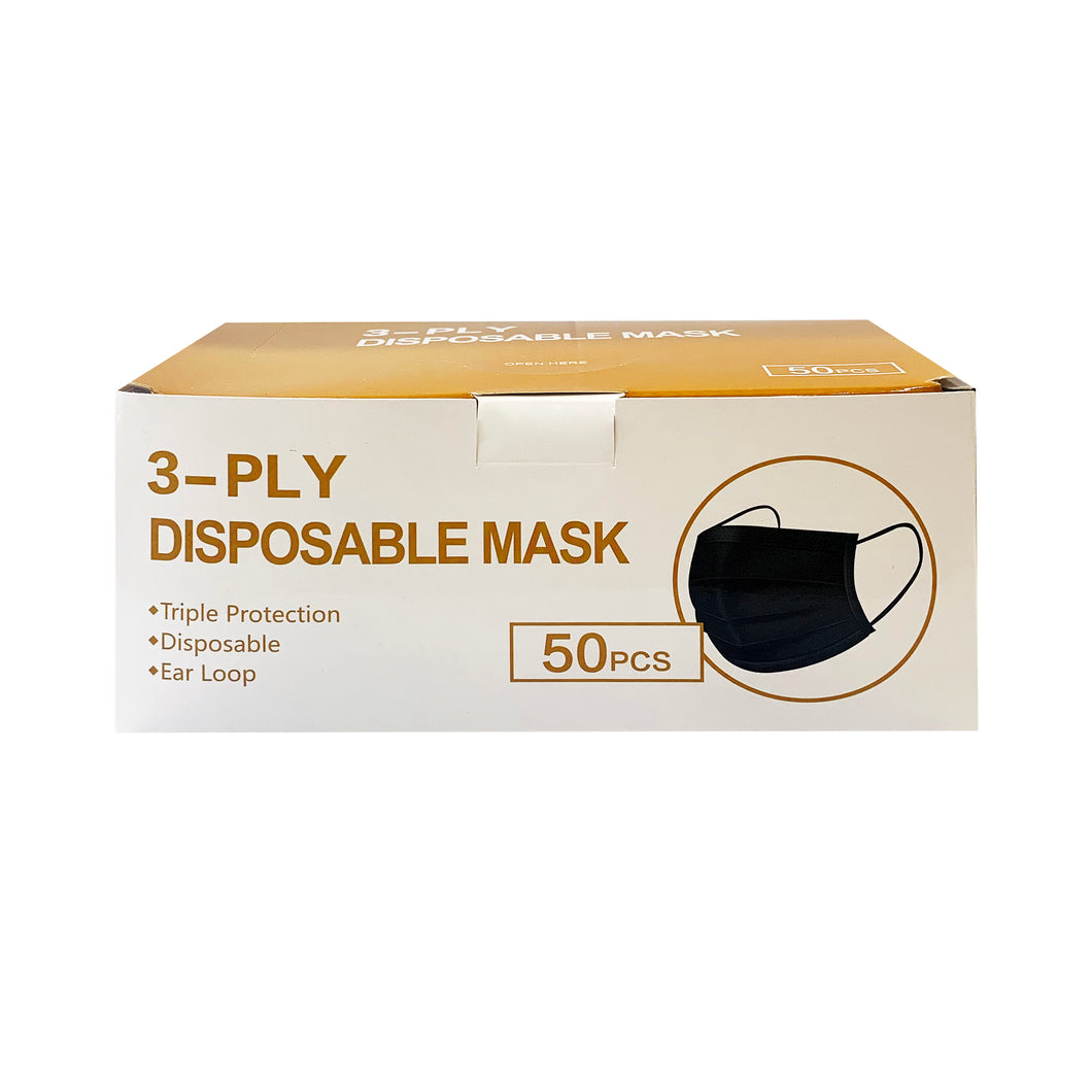 3-Ply Disposable Black Mask 50pcs